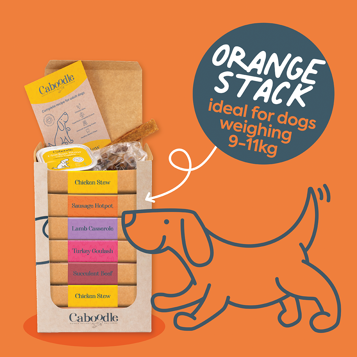 Daily Dog Food Boxes in Weekly Stacks - Orange (9-11kg’s) – Caboodle