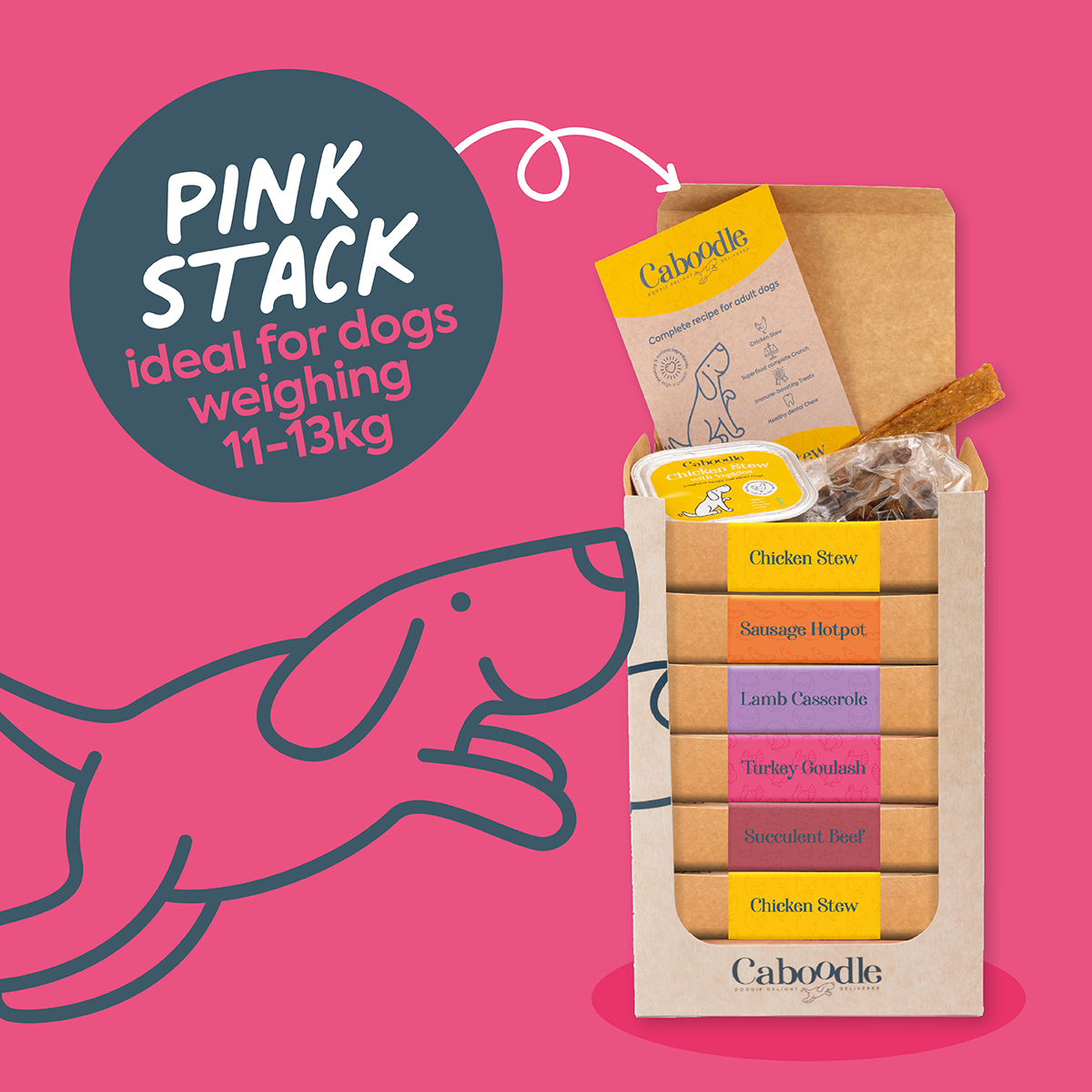 Daily Dog Food Boxes in Weekly Stacks - Pink (11-13kg’s) – Caboodle